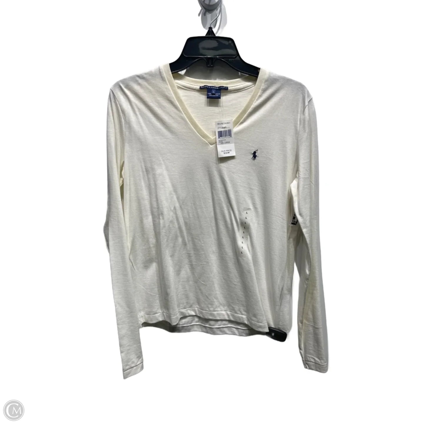 Top Long Sleeve Basic By Ralph Lauren In Cream, Size: L
