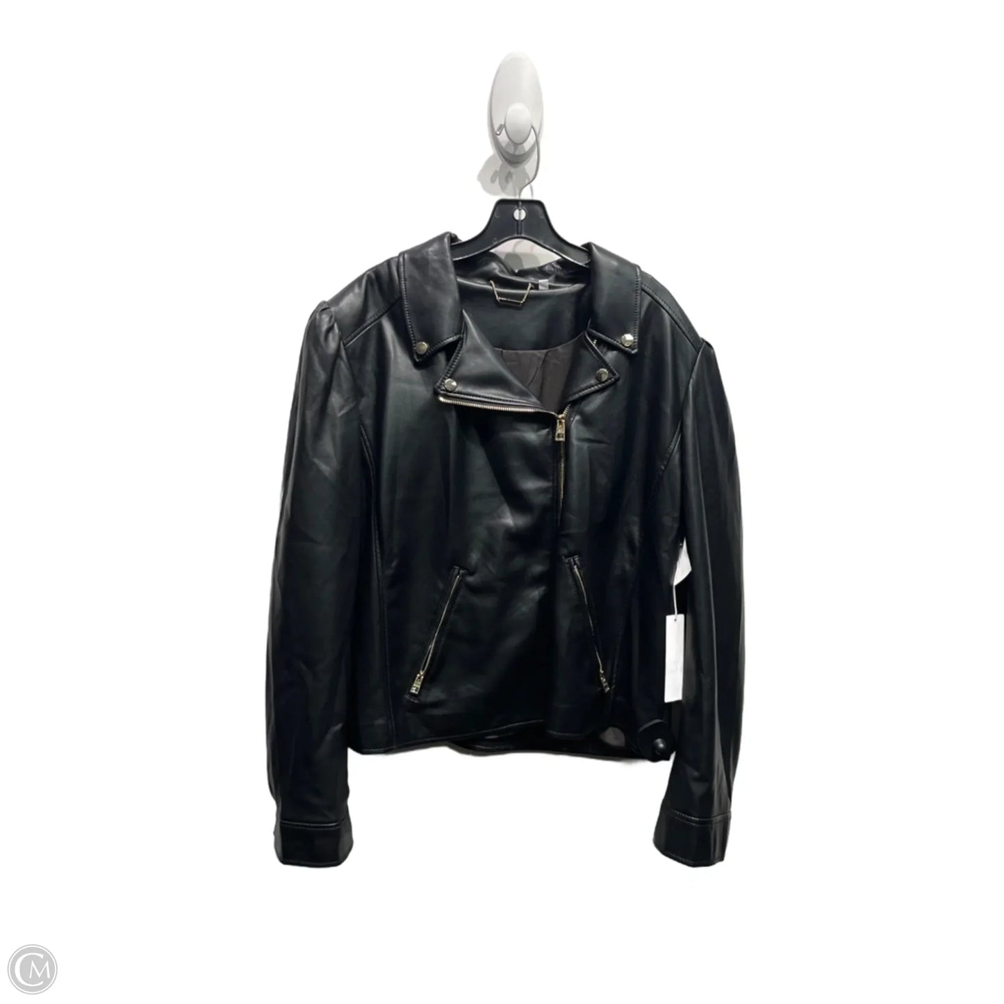 Jacket Moto By Chicos In Black, Size: 18