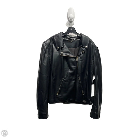 Jacket Moto By Chicos In Black, Size: 18
