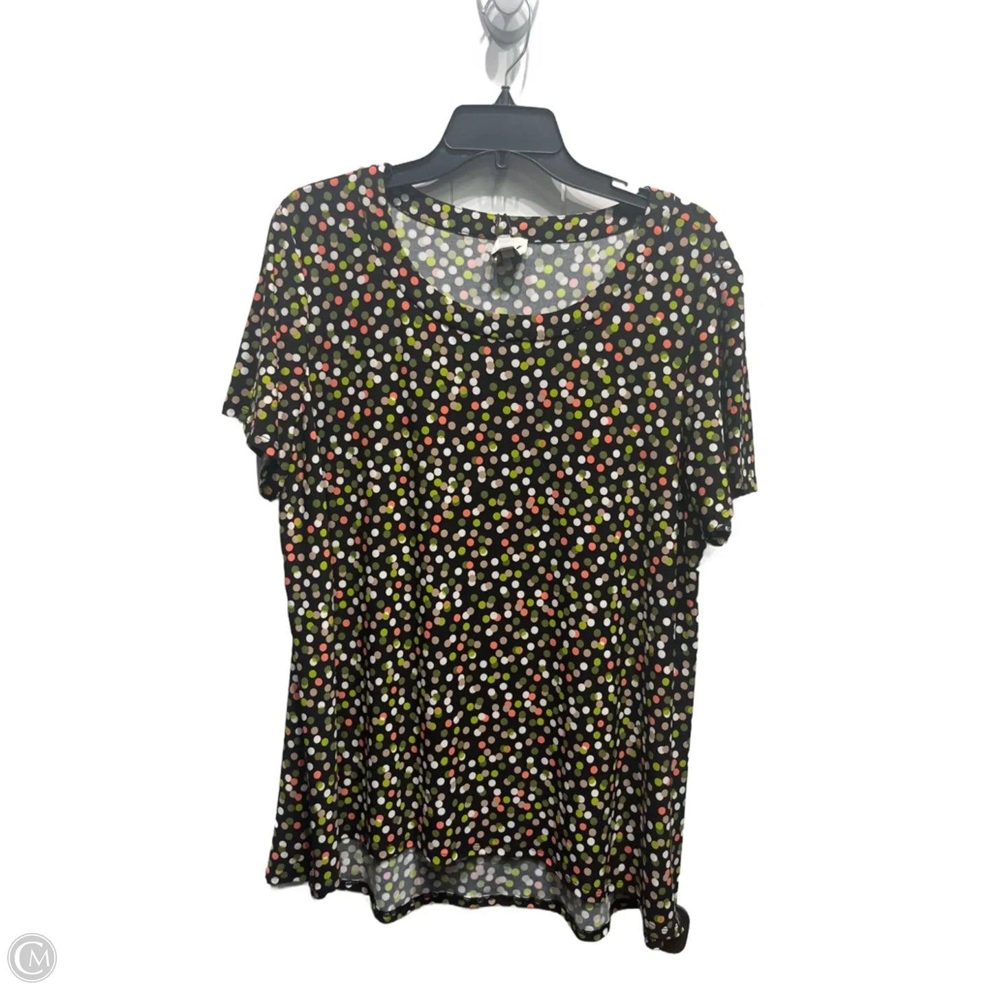 Top Short Sleeve By Anne Klein In Black & Green, Size: 1x