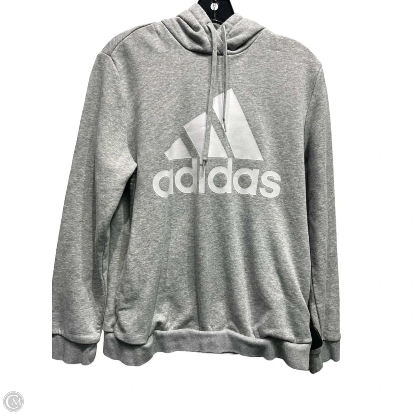Athletic Sweatshirt Hoodie By Adidas In Grey, Size: L