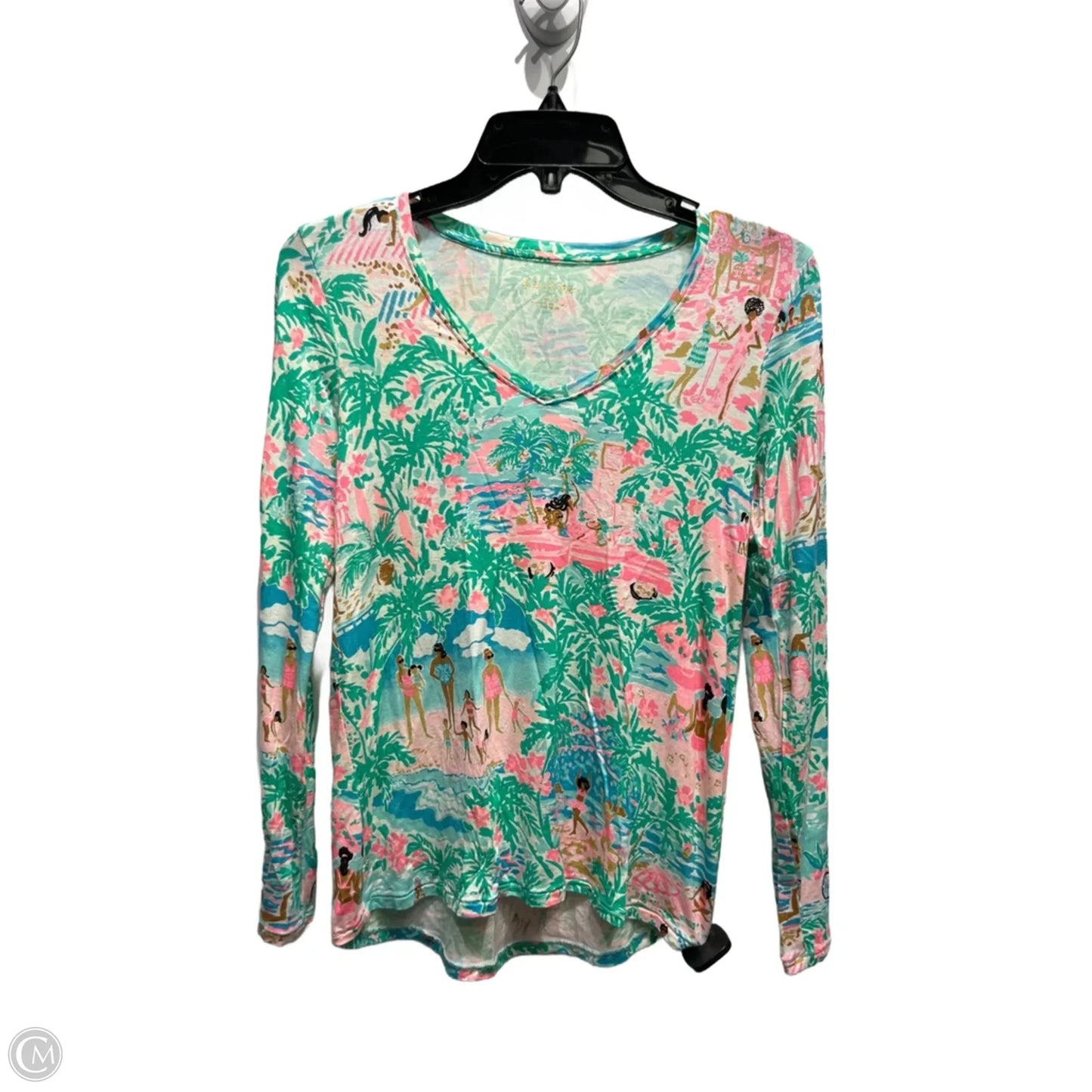 Top Long Sleeve Designer By Lilly Pulitzer In Green & Pink, Size: Xxs
