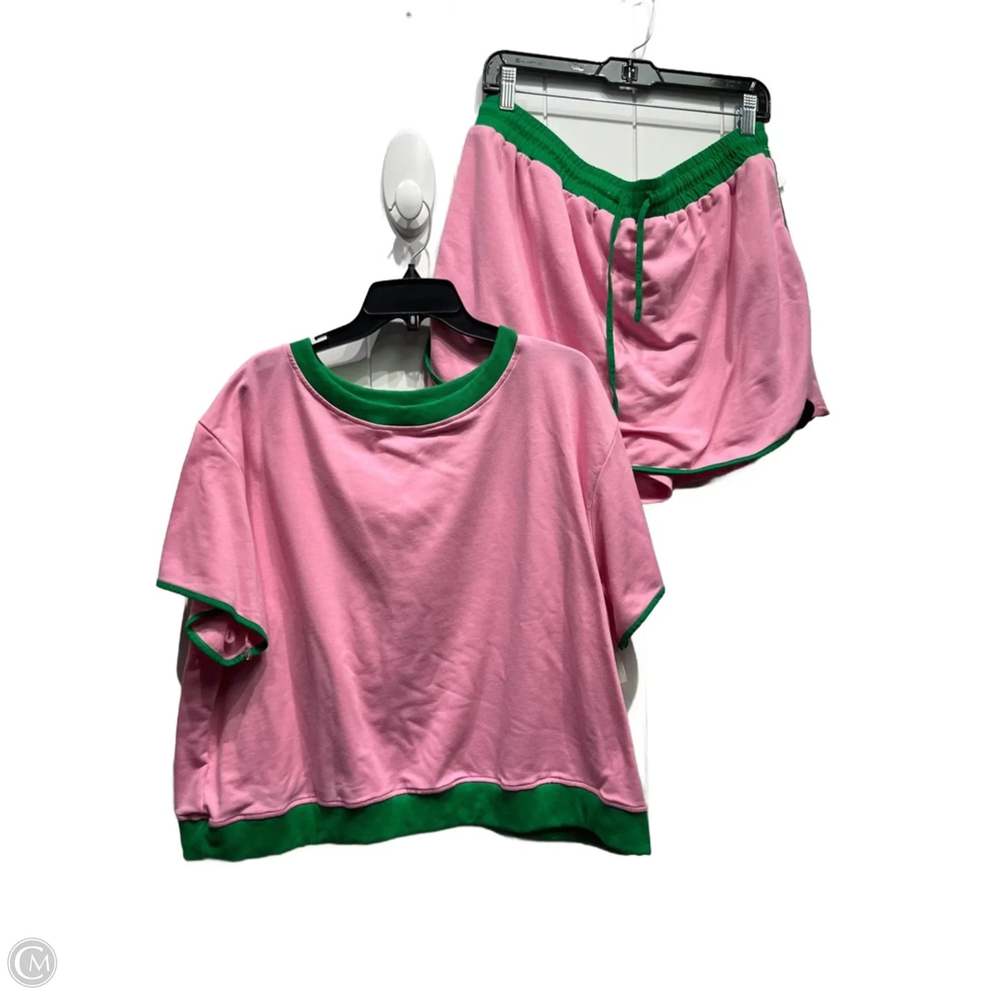 Shorts Set By Clothes Mentor In Green & Pink, Size: 2x