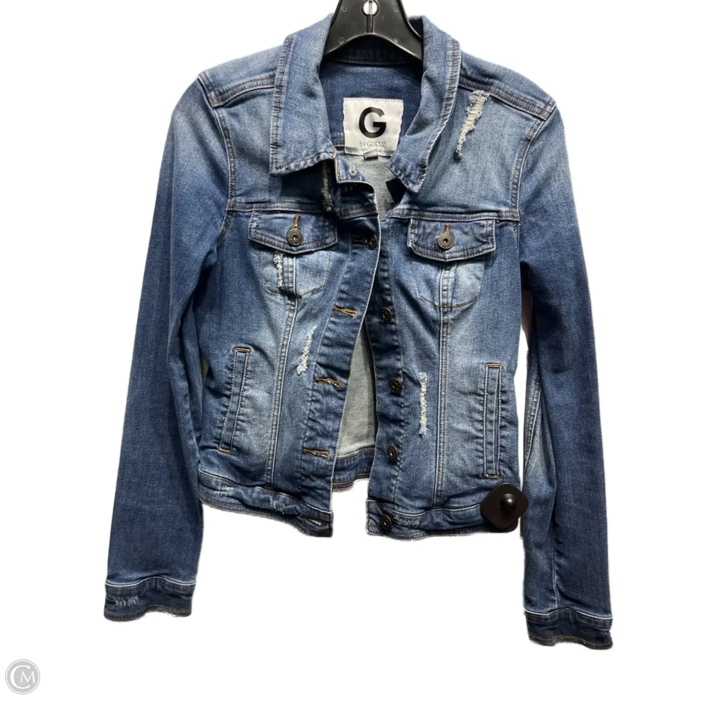 Jacket Denim By Guess In Blue Denim, Size: M
