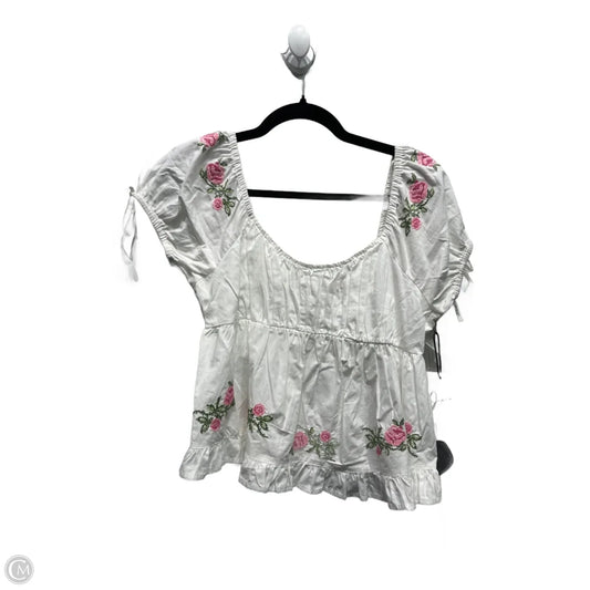 Top Short Sleeve By Japna In Pink & White, Size: M