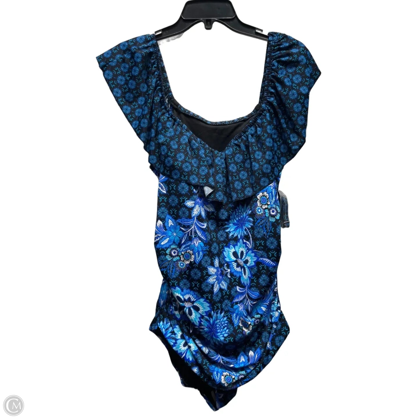 Swimsuit By SWIM SOLUTIONS In Black & Blue, Size: 20