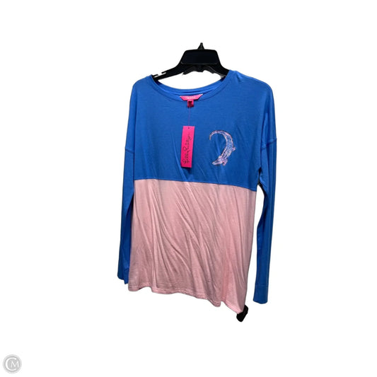 Top Long Sleeve Designer By Lilly Pulitzer In Blue & Pink, Size: Xs