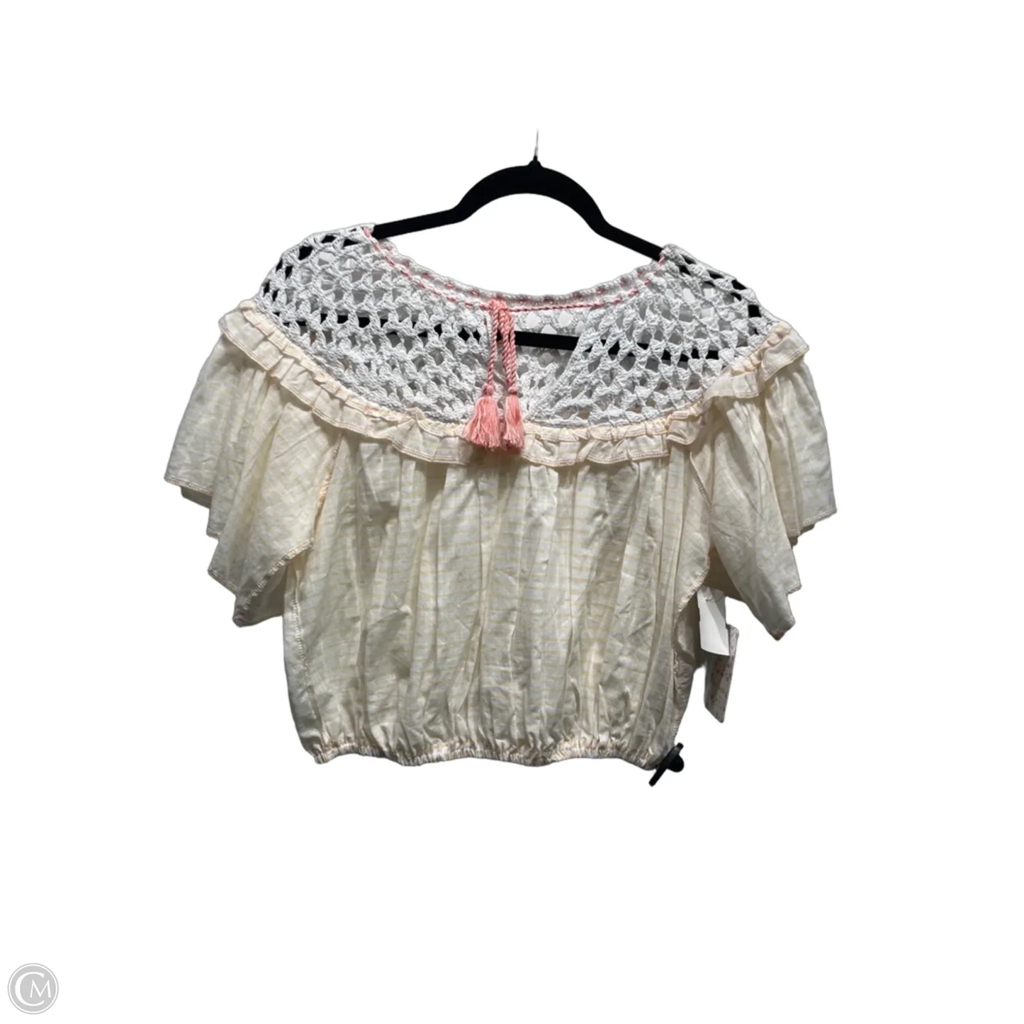 Top Short Sleeve By Free People In Orange & White, Size: Xs