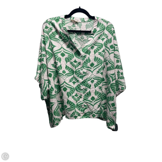 Top Short Sleeve By Christian Siriano In Green & White, Size: Xl