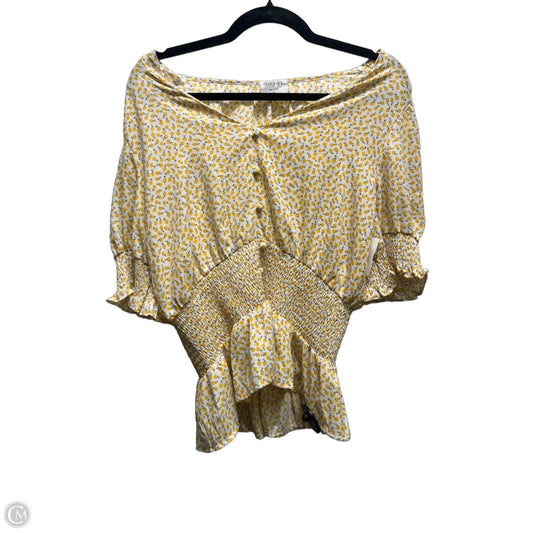 Top Short Sleeve By Sienna Sky In White & Yellow, Size: Xl