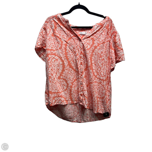 Top Short Sleeve By Croft And Barrow In Orange & White, Size: Xxl