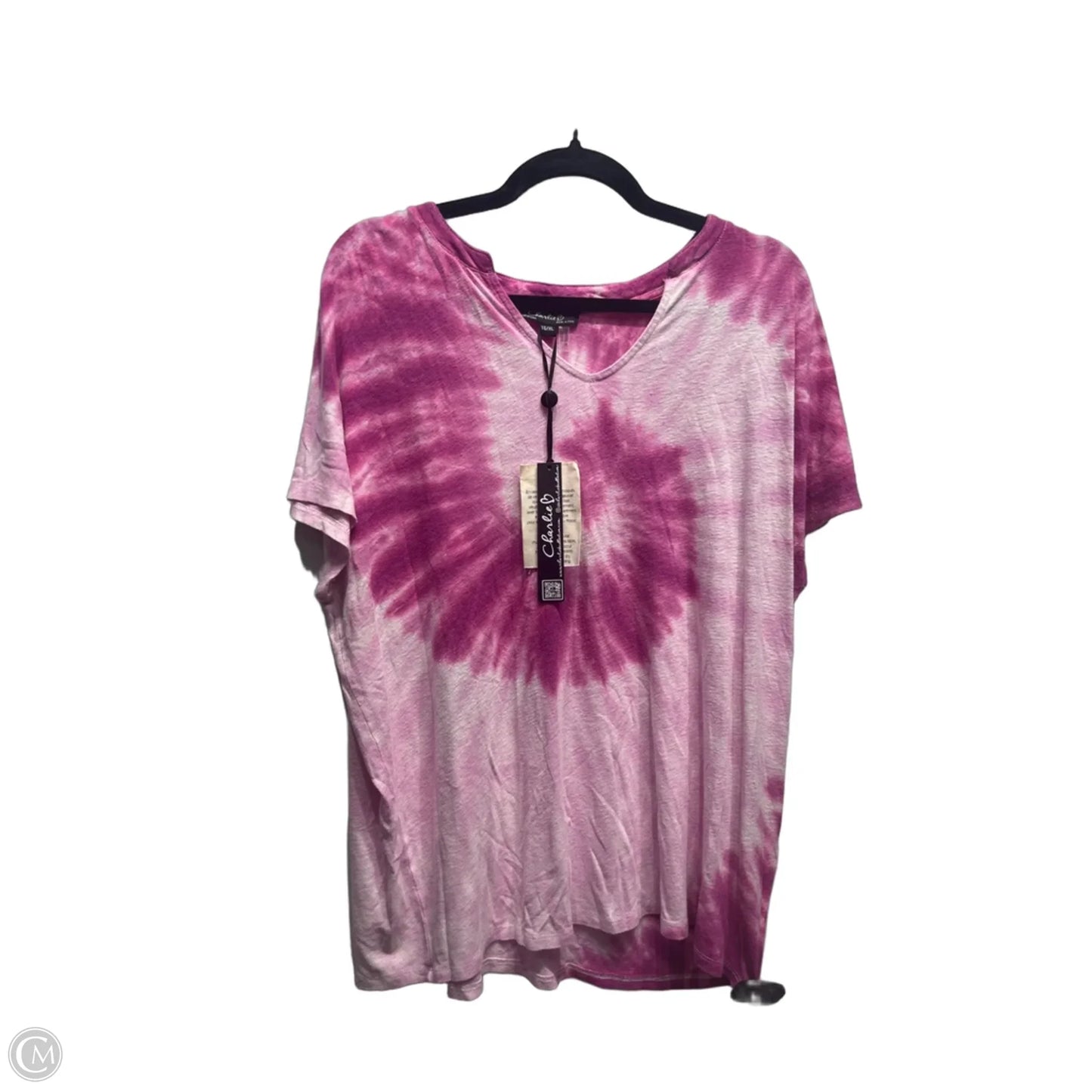 Top Short Sleeve By Charlie B In Pink & Purple, Size: Xl