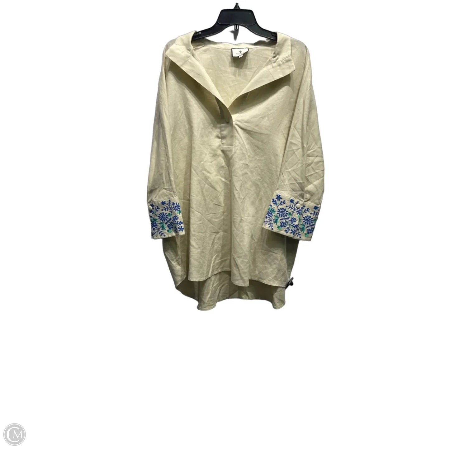 Top 3/4 Sleeve By Tuckernuck In Blue & Cream, Size: Xxl