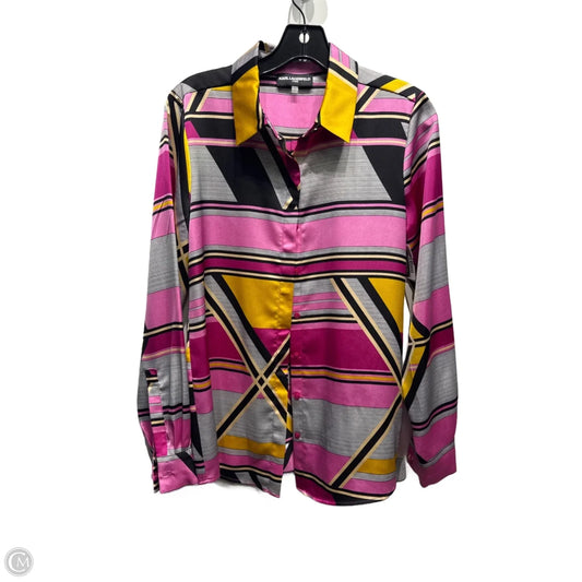 Blouse Designer By Karl Lagerfeld In Pink & Yellow, Size: S