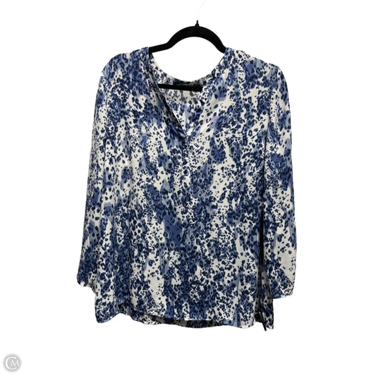 Blouse Long Sleeve By Zac And Rachel In Blue & White, Size: L