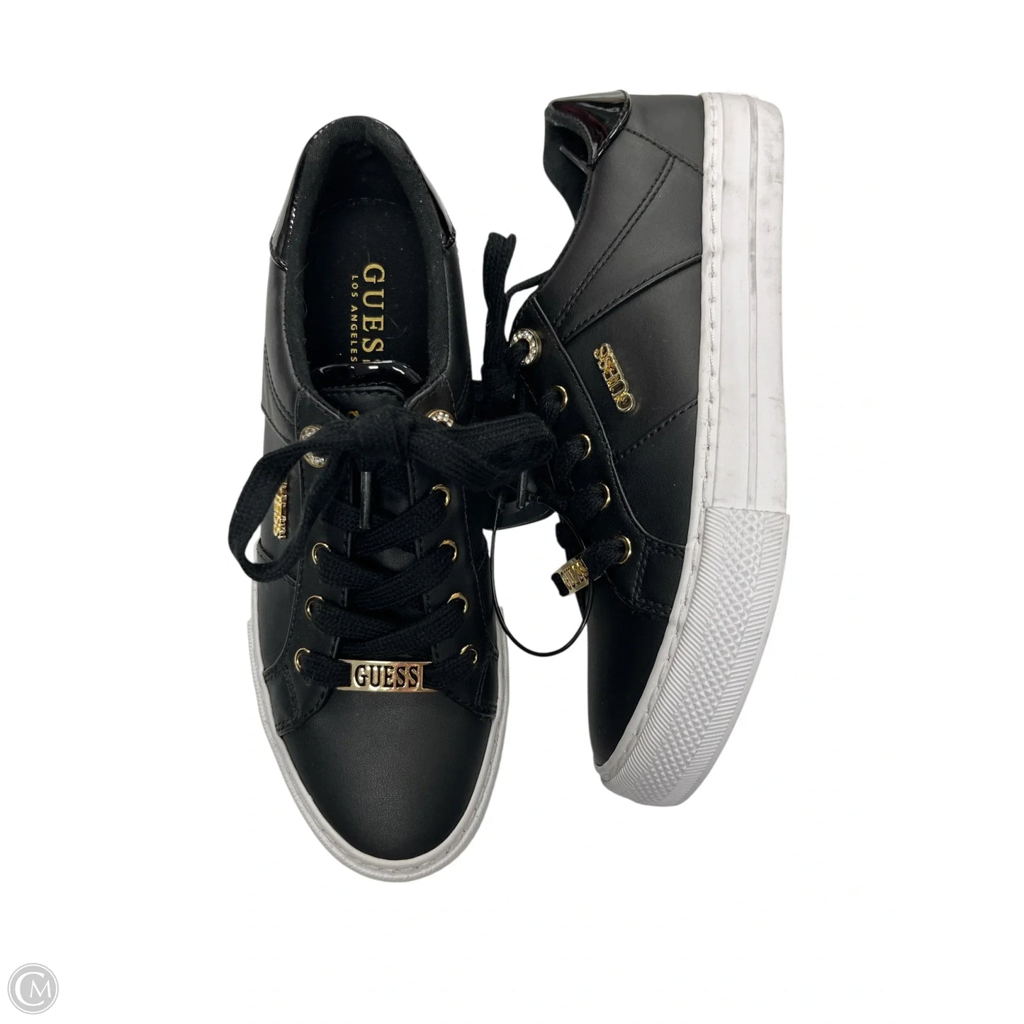 Shoes Sneakers By Guess In Black & Gold, Size: 6.5