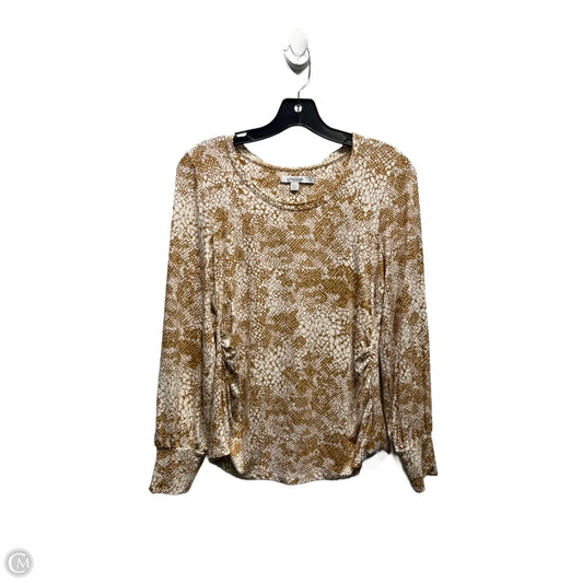 Top Long Sleeve By Chicos In Brown & White, Size: S