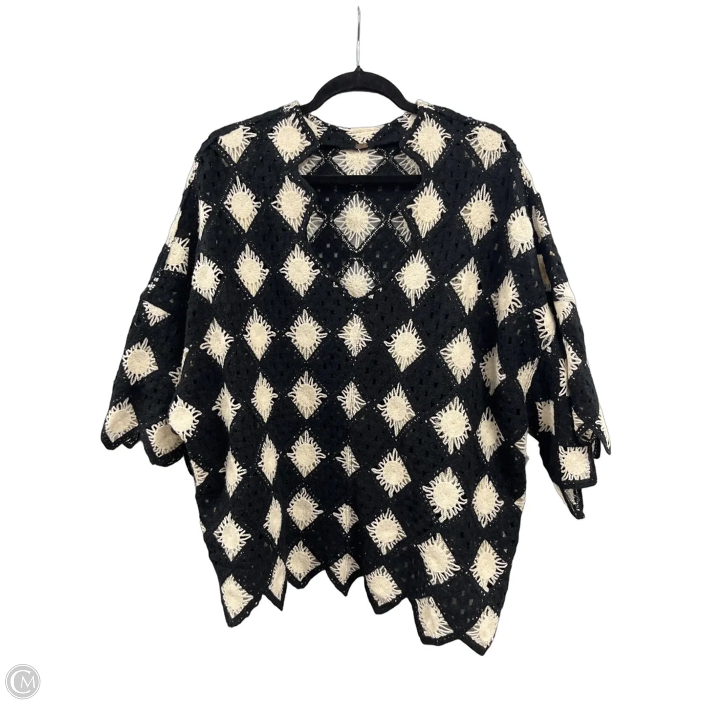 Top Short Sleeve By Free People In Black & Cream, Size: Xl