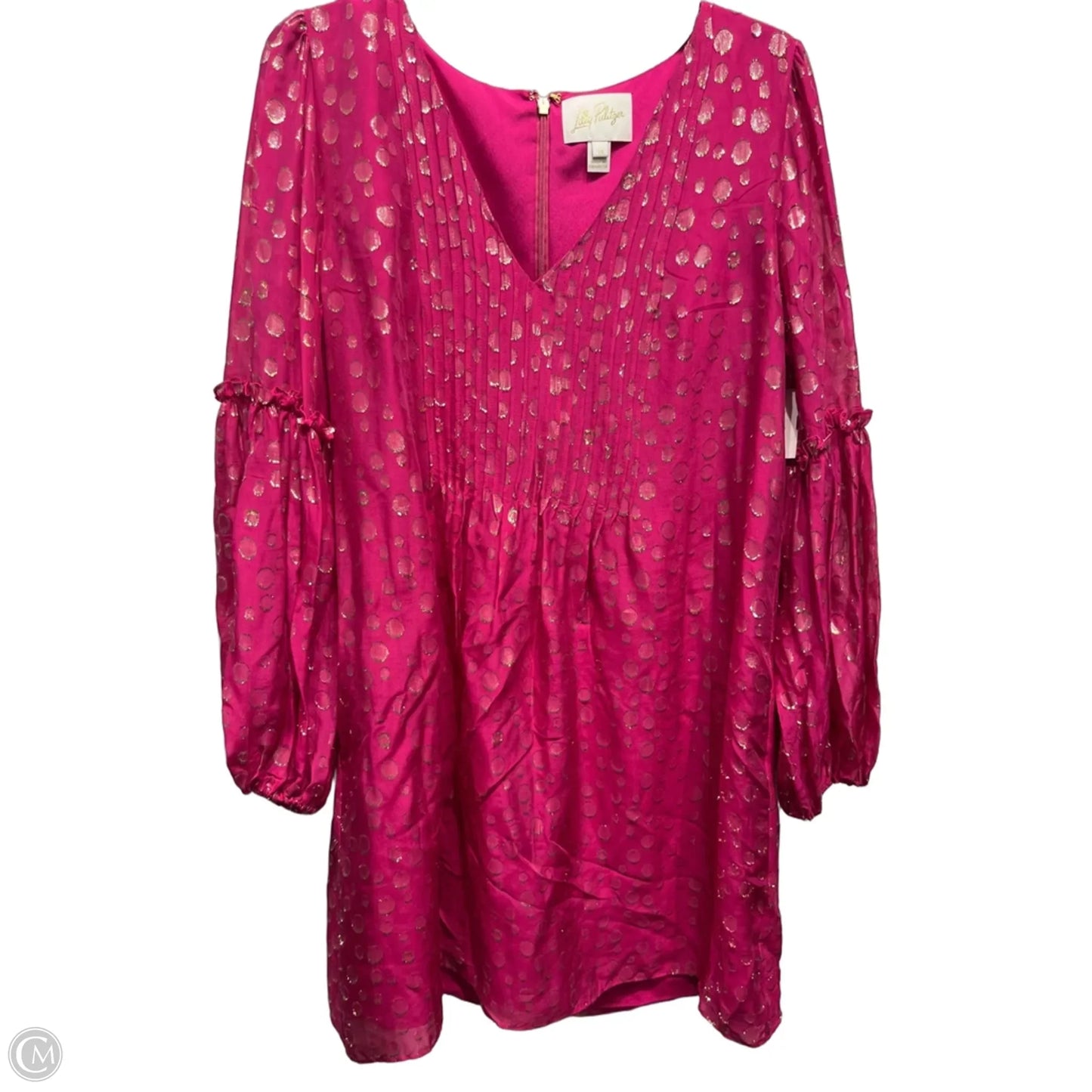 Dress Designer By Lilly Pulitzer In Gold & Pink, Size: 14