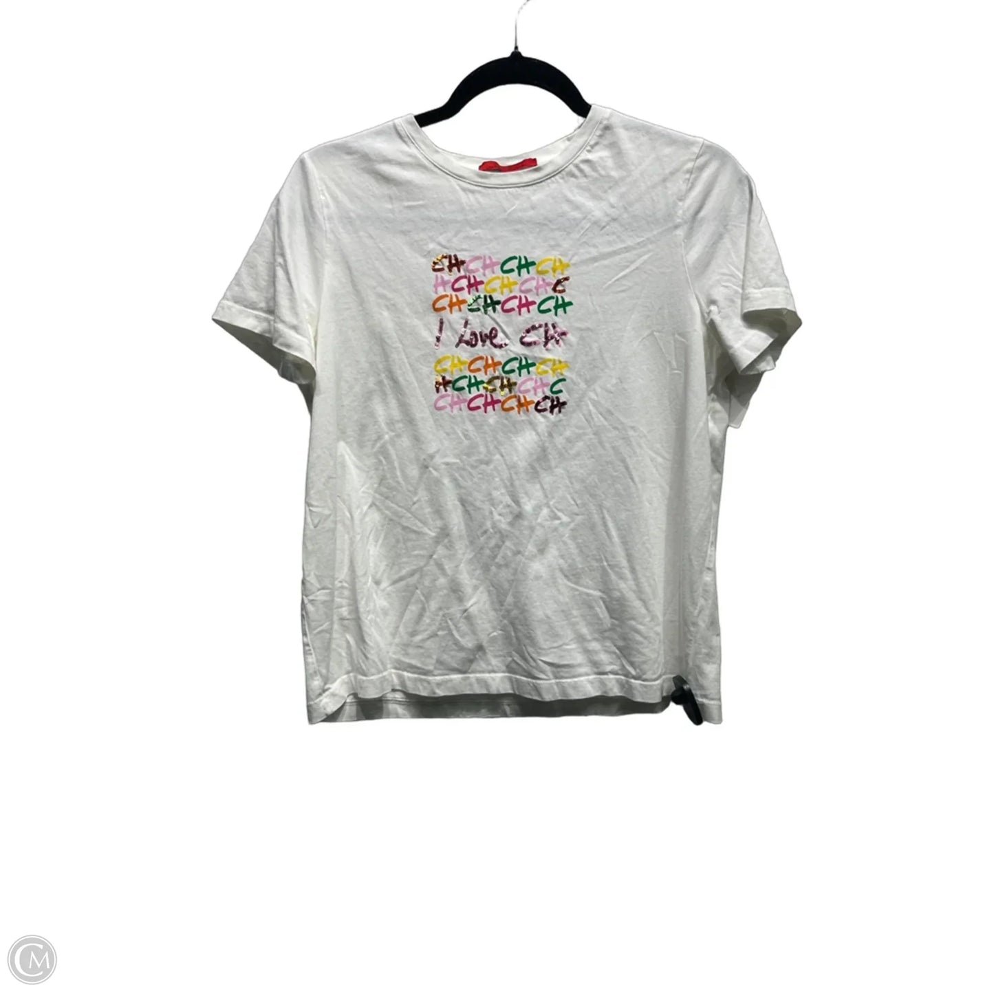 Top Short Sleeve Designer By Carolina Herrera In Pink & Yellow, Size: S