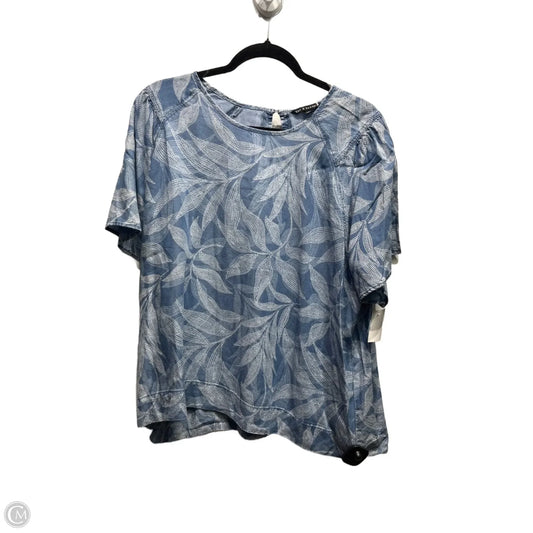 Top Short Sleeve By Zac And Rachel In Blue & White, Size: Xl