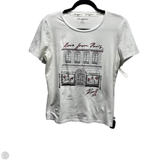 Top Short Sleeve Designer By Karl Lagerfeld In Black & White, Size: M