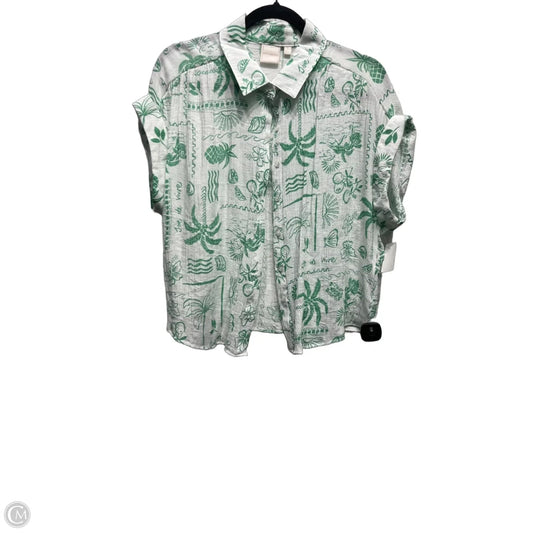 Top Short Sleeve By Zac And Rachel In Green & White, Size: L