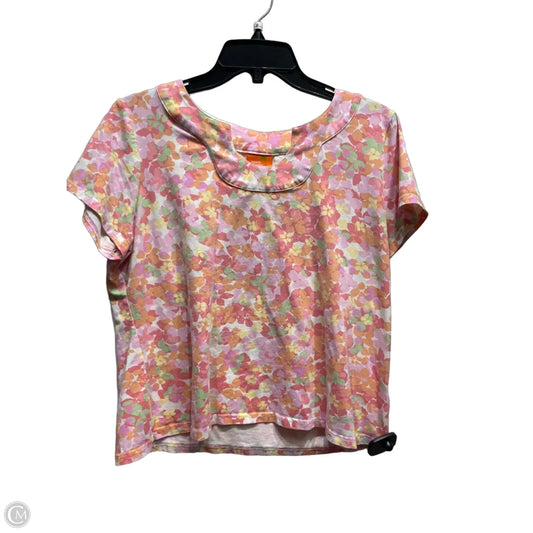 Top Short Sleeve By Hearts Of Palm In Orange & Pink, Size: Lp
