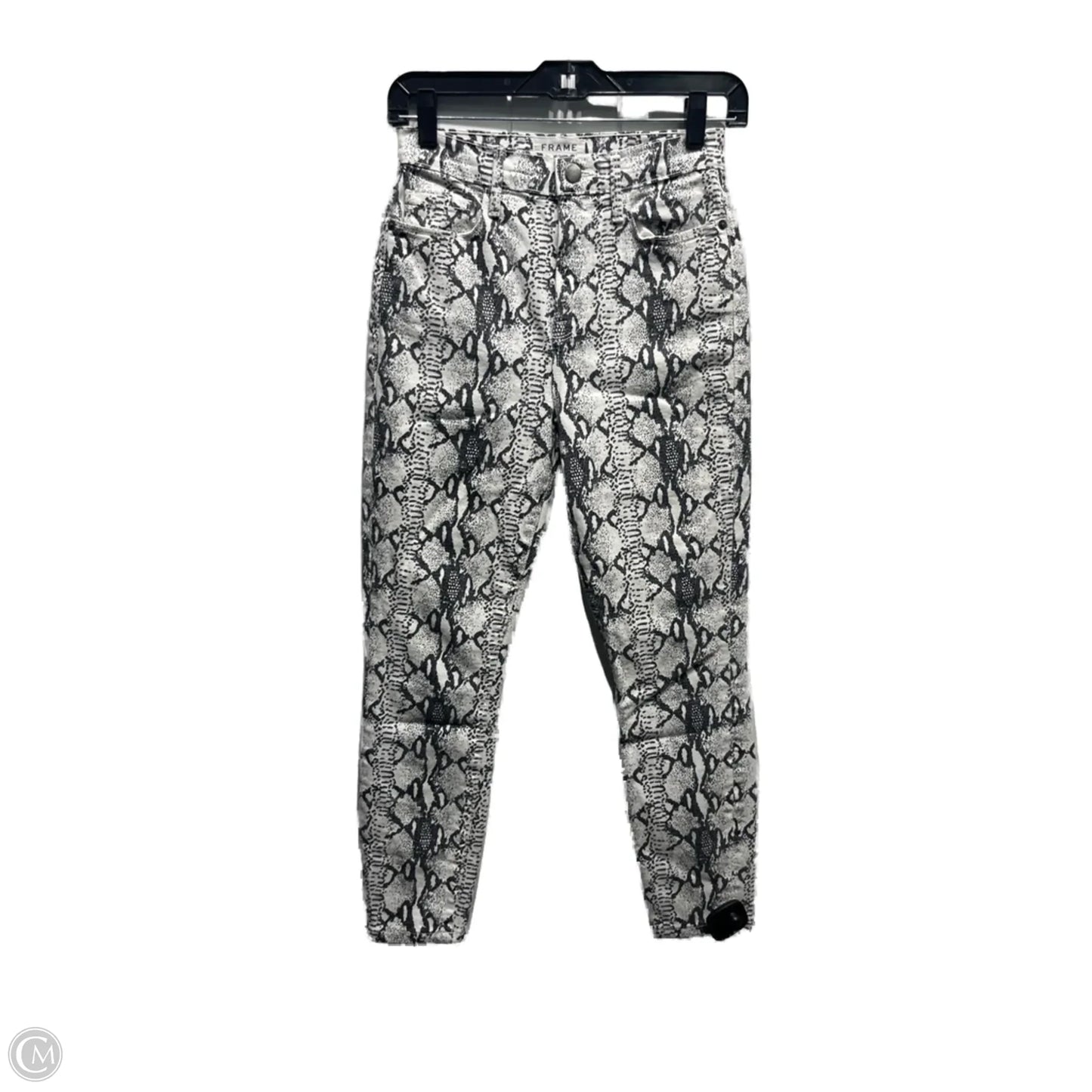 Jeans Skinny By Frame In Black & White, Size: 0