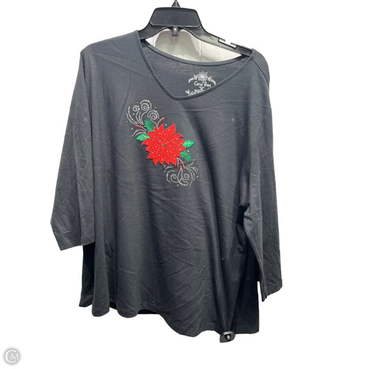 Top Long Sleeve By Coral Bay In Black & Red, Size: 2x