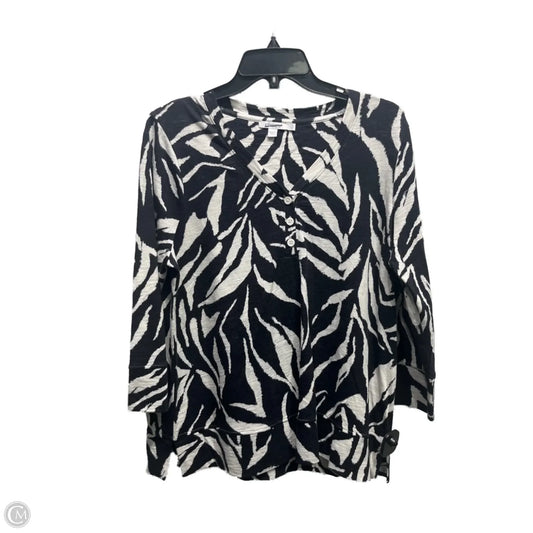 Top Long Sleeve By Chicos In Black & White, Size: S