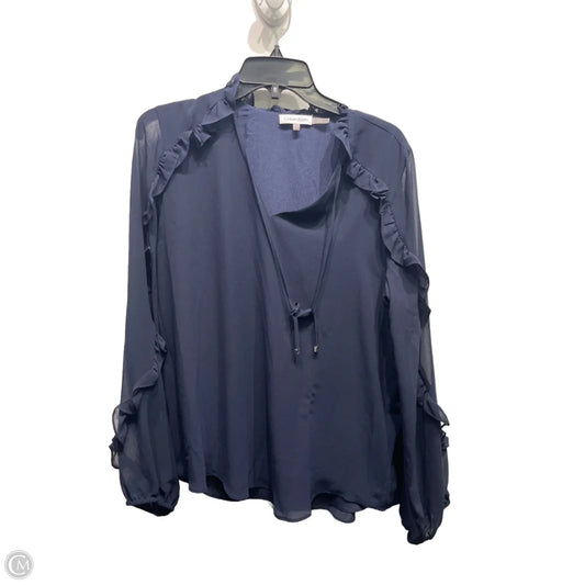 Top Long Sleeve By Calvin Klein In Navy, Size: L