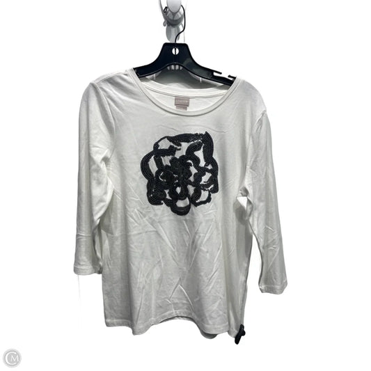 Top Long Sleeve By Chicos In Black & White, Size: M