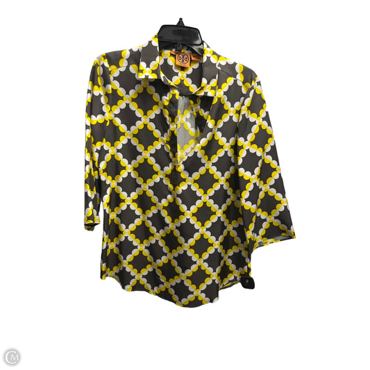 Top Long Sleeve Designer By Tory Burch In Brown & Yellow, Size: M