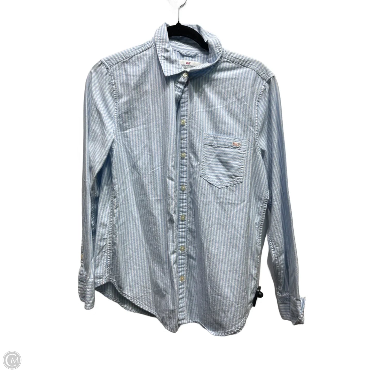 Top Long Sleeve By Vineyard Vines In Blue & White, Size: M