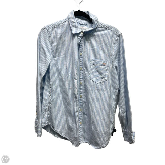 Top Long Sleeve By Vineyard Vines In Blue & White, Size: M