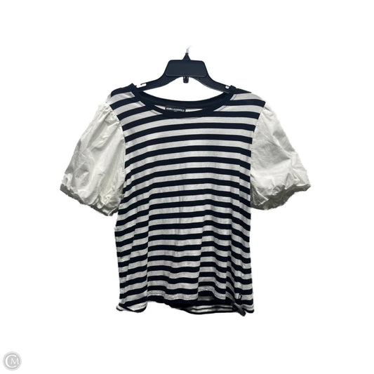 Top Short Sleeve Designer By Karl Lagerfeld In Black & White, Size: L