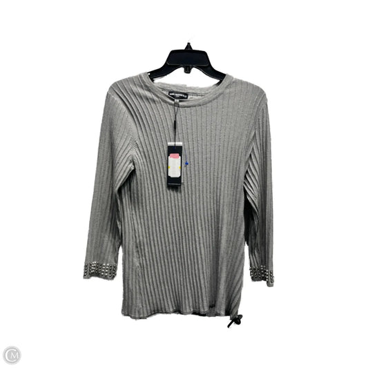 Top Long Sleeve Designer By Karl Lagerfeld In Grey, Size: M