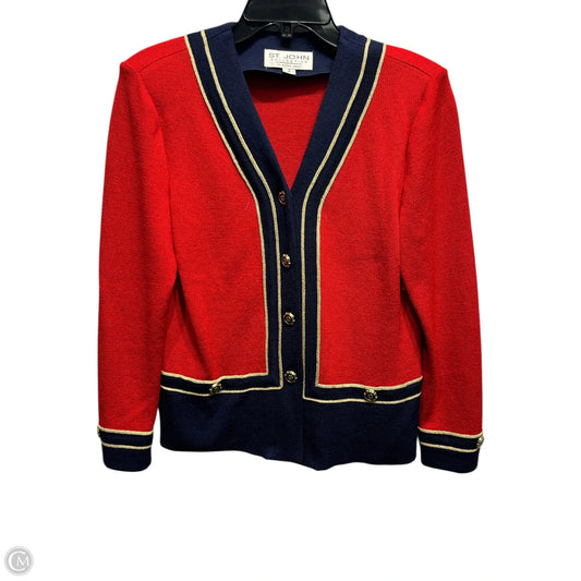 Blazer Luxury Designer By St John Collection In Blue & Red, Size: Xs