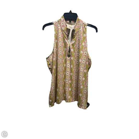 Top Sleeveless By Spartina In Green & Pink, Size: Xl