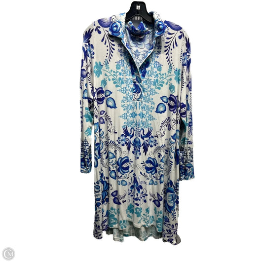 Dress Casual Short By Johnny Was In Blue & White, Size: Xl