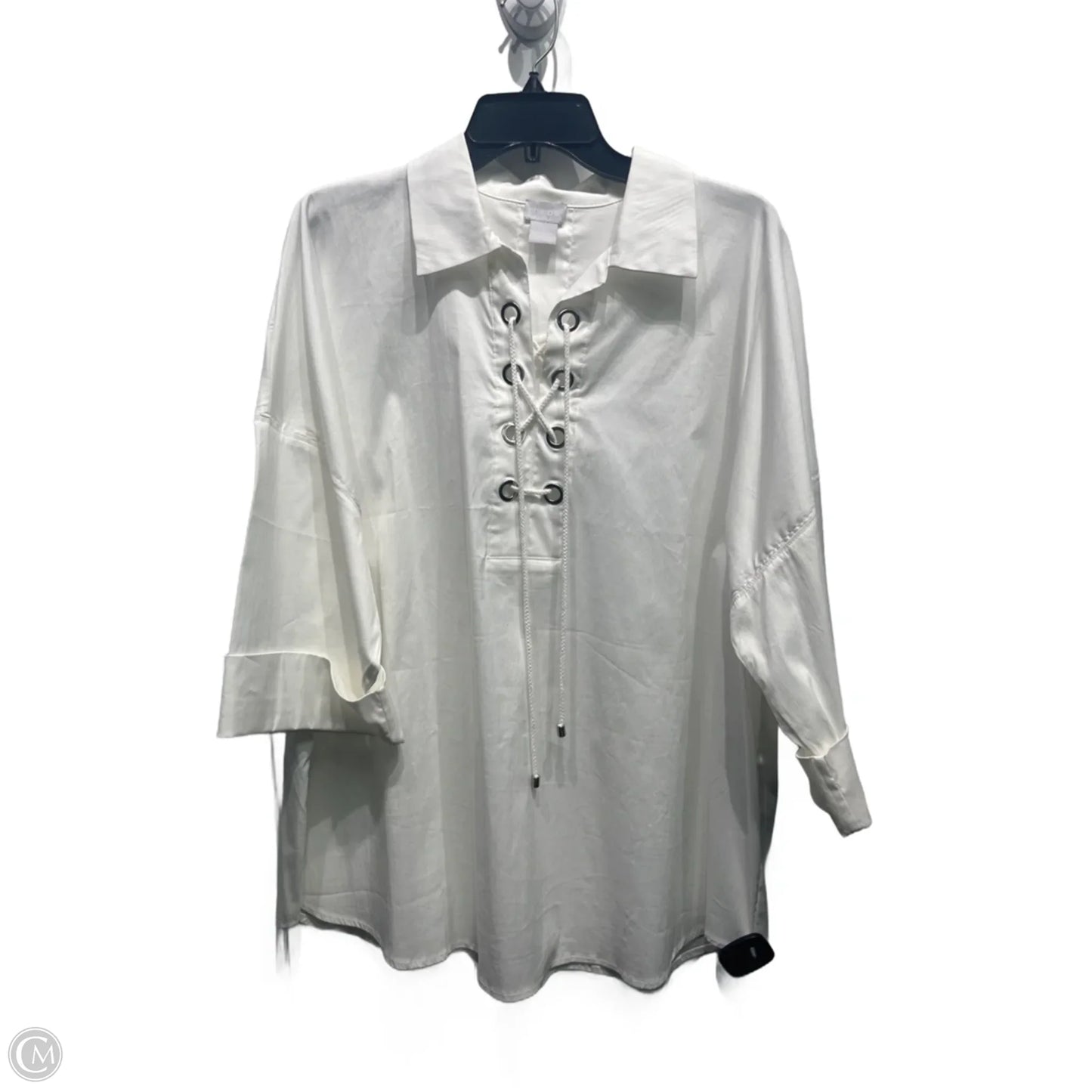 Top Long Sleeve By Chicos In White, Size: Xl