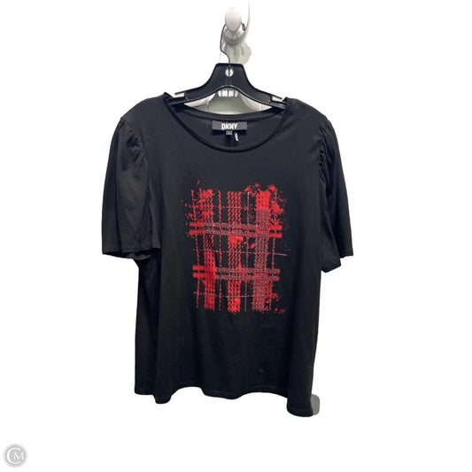 Top Short Sleeve By Dkny In Black & Red, Size: Xl