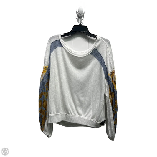 Top Long Sleeve By Free People In Blue & White, Size: L
