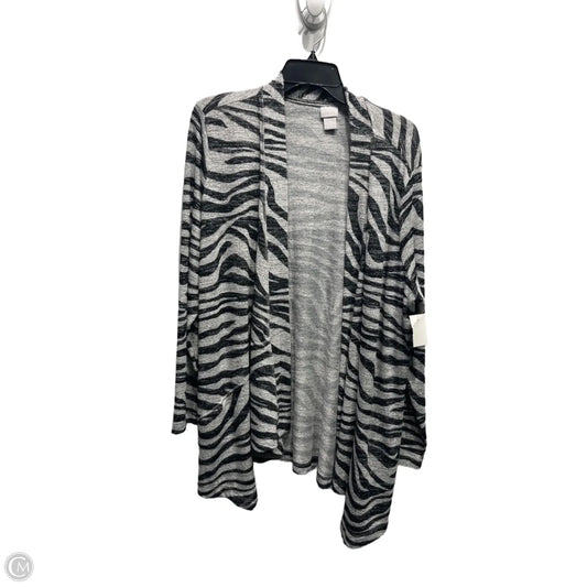 Sweater Cardigan By Chicos In Black & Grey, Size: Xl