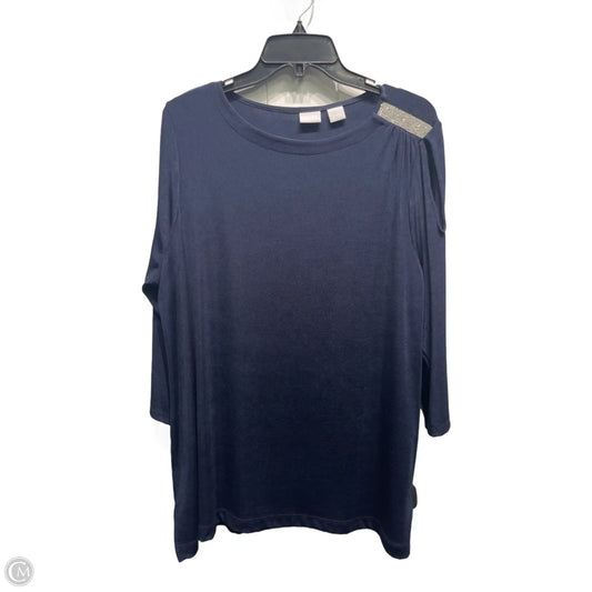 Top Long Sleeve By Chicos In Navy, Size: Xl