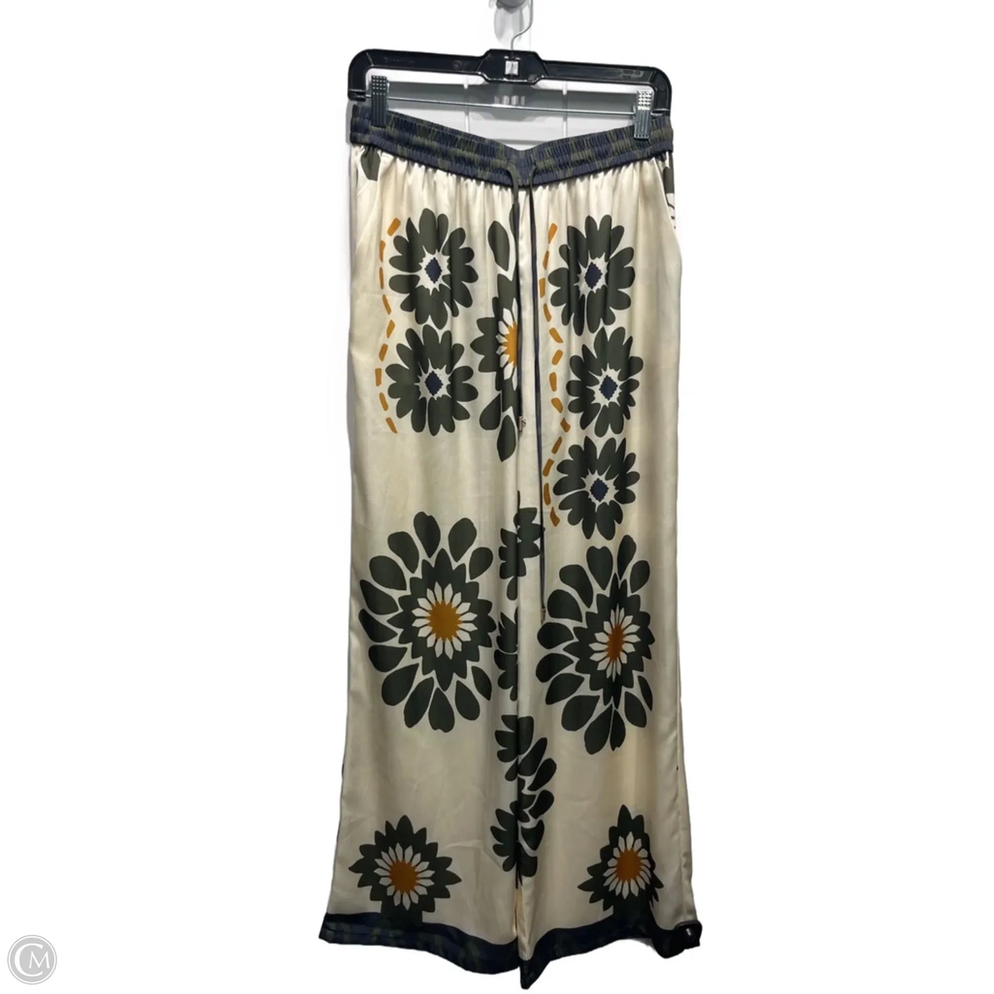 Pants Wide Leg By Skies Are Blue In Cream & Green, Size: M