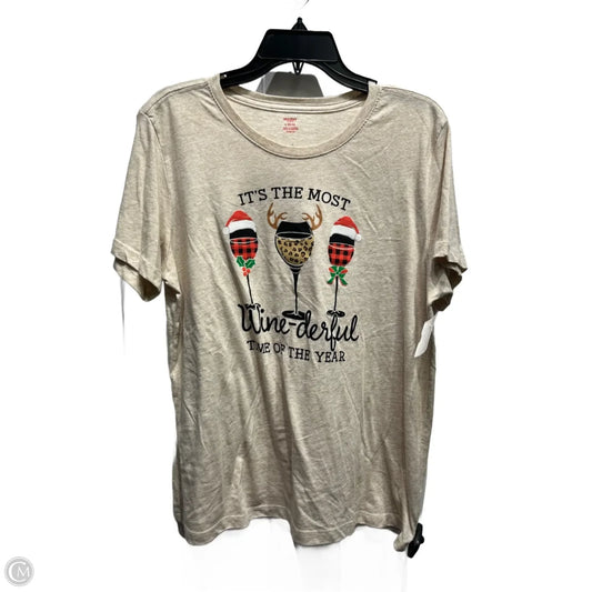 Top Short Sleeve By Holiday Time In Brown, Size: L