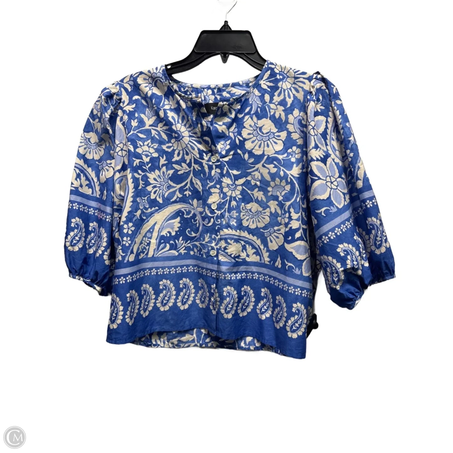 Top Short Sleeve By Karen Kane In Blue & White, Size: Xs