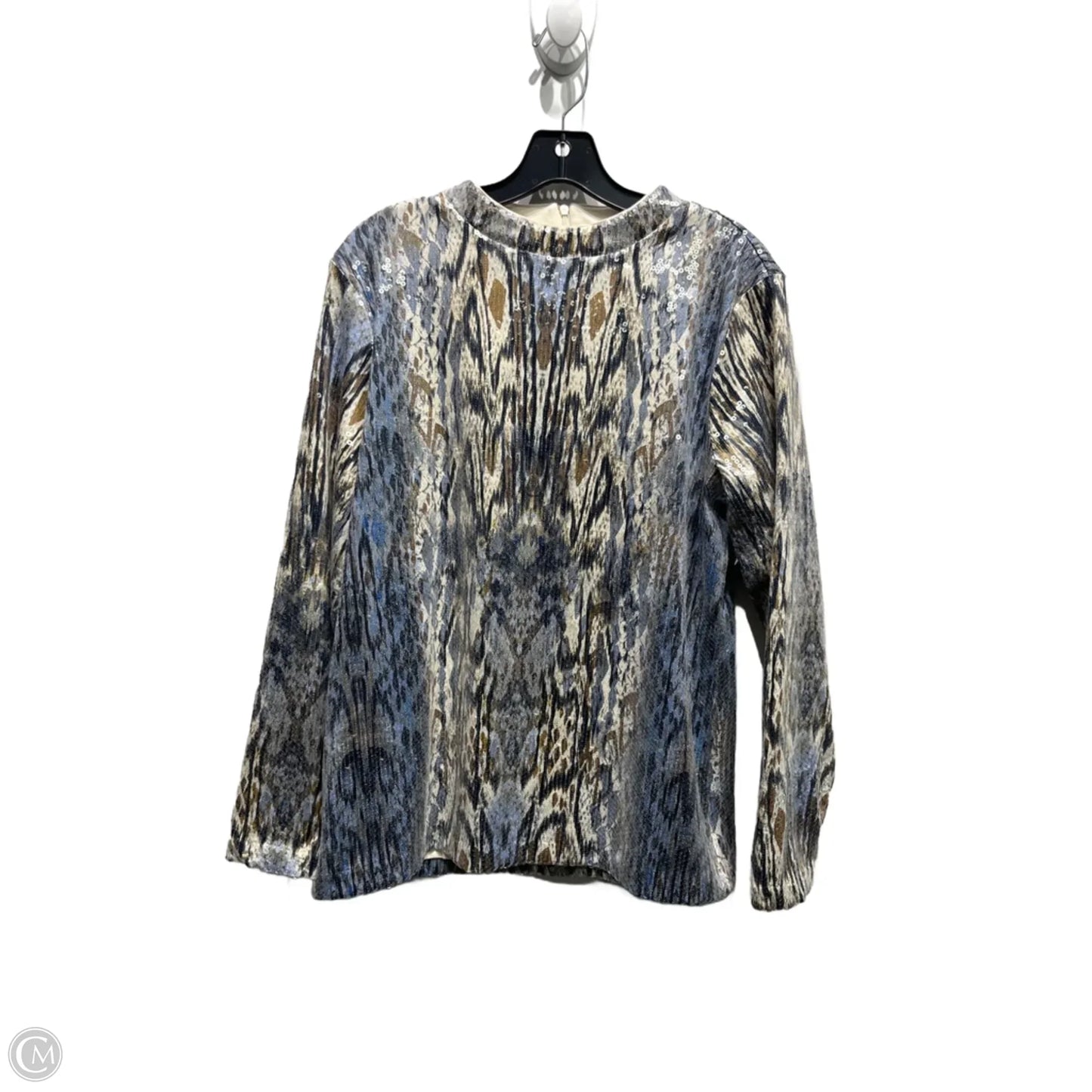 Top Long Sleeve By Chicos In Blue & Brown, Size: L